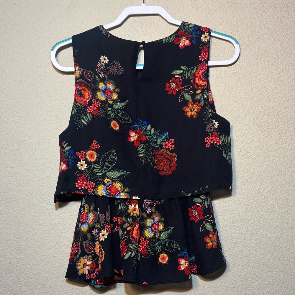 Monteau Black and Blue Patterned Top